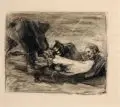 Robert Sterl, Soldatenbegräbnis an der Aisne, 1915, Kohlestiftzeichnung auf Maschinenbütten
