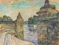 Hans Unger, Schloss Pillnitz – Treppe des Wasserpalais', Wohl 1930, Aquarell auf bräunlichem Papier