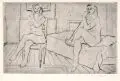 Erhard Hippold, Drei Darstellungen weiblicher Akte. 1946– 1948, Kaltnadelradierungen mit Plattenton und eine Farbaquatinta (?) auf verschiedenen Papieren