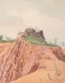 Erich Lindenau, Steinbruch mit Feldmauer, Aquarelle über Bleistift auf festem Papier