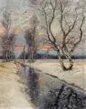 Franz Schreyer, Winterabend am Floßgraben, Öl auf Malpappe