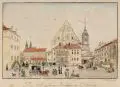 Christian Friedrich Sprinck, Die Sophien Kirche in Dresden, Um 1800, Umrissradierung, koloriert