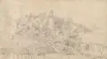 John Richard Clayton, Schloss Stein, Bleistiftzeichnung auf festem Papier