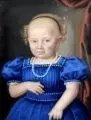 Ernst Cramer, Bildnis eines Mädchen im blauen Kleid, 1868, Farbige Pastellkreidezeichnung