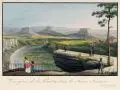 Meser'sche Kunst- und Musikalienhandlung, Vue prise de la Bastey dans la Suisse Saxonne, Vor 1818, Umrissradierung, altkoloriert, auf Bütten