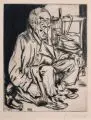 Peter August Böckstiegel, Der Greis, 1924, Kaltnadelradierung mit leichtem Plattenton