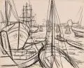 Richard Dreher, Schiffe im Hafen / Italienische Landschaft mit Reiter / Boote am Strand (Italien)