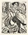 Frau, Schuh zuknöpfend by Ernst Ludwig Kirchner, 1912, Holzschnitt auf beigefarbenem "Van Gelder Zonen"-Bütten, sold Dec 2020