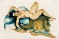 Elfriede Lohse-Wächtler, Liegender weiblicher Akt. 1920er Jahre, Aquarell auf Japan