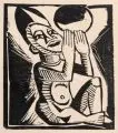 Max Pechstein, In Anbetung, Holzschnitt auf wolkigem Papier / Lithografie auf kräftigem Papier. "In Anbetung" unsigniert. "Fischer" im Stein, die Einfassungslinie unterbrechend, monogrammi