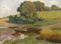 Franz Hochmann, Heidelandschaft mit Tümpel. Wohl Anfang 20. Jh, Öl auf Leinwand
