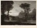 Christian Haldenwang, Die Dämmerung, 1827, Kupferstich auf Kupferdruckpapier nach Claude Lorrain