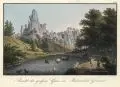 Johann Carl August Richter, Ansicht der grossen Gans im Radewalder Grunde, Um 1830, Umrissradierung, altkoloriert, auf Bütten