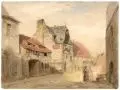 Wilhelm Georg Ritter, Sächsische (?) Kleinstadt. Wohl spätes 19. Jh, Aquarell über Blei auf kräftigem Karton