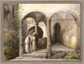 Caspar Johan Nepomuk Scheuren, Die Klosterbrüder, Gouache