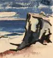 Arno Drescher, Zwei Darstellungen der Kreidefelsen von Rügen. Wohl um 1930, Farbmonotypien auf feinem "Hahnemühle"-Bütten