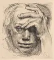 Käthe Kollwitz, Selbstbildnis mit Hand an der Stirn