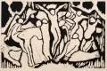 Wilhelm Morgner, Große Kreuzigung, Um 1913, Holzschnitt auf chamoisfarbenem Papier