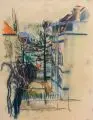 Elfriede Lohse-Wächtler, Blick zwischen den Häusern, Farbige Pastellkreidezeichnung auf Papier