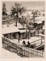 Richard Müller, Schneelandschaft, Kaltnadelradierung in Schwarzbraun auf kräftigem Papier