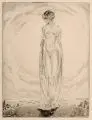 Karl Blossfeld, Verschiedene Künstler, Fünf Jugendstil Akt- und Frauenbildnisse, Um 1900, Vier Radierungen, partiell mit Plattenton, und ein Linolschnitt auf verschiedenen Papieren