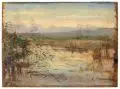 Constantin Kryschitskij, Schilfbewachsener See. Ende 19. Jh, Öl auf Holz