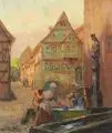 Rudolf Poeschmann, Am Marktbrunnen, 1930, Öl auf Leinwand