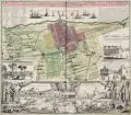 Homanns Erben, Prospect mit Batavia (Java), 1733, Kupferstich, koloriert, auf festem Bütten