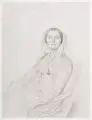 Luigi Calamatta, Portrait du Madama Louise Marcotta née Béquet, 1869, Radierung und Roulette auf China, vollflächig auf Bütten kaschiert