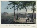 Meser'sche Kunst- und Musikalienhandlung, Vue prise du Brand dass la Suisse Saxonne, Um 1830, Umrissradierung, altkoloriert, auf Bütten