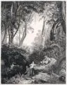 Johann Wilhelm Schirmer, Pan und die Nymphen, Radierung auf China, auf Untersatzpapier aufgewalzt
