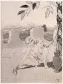 Max Klinger, Auf dem Turm, 1915, Aquatintaradierung auf China, auf Kupferdruckkarton aufgewalzt
