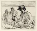Max Pechstein, Das kalte Bad, 1928, Radierung mit Kaltnadel, Riffelfeile, Pinselätzung und Plattenton auf elfenbeinfarbenem Kupferdruckpapier
