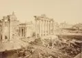 Enrico Verzaschi, (zugeschr.), Zwei Ansichten des Forum Romanum (Römischer Marktplatz) in Rom. Mitte 19. Jh, Silbergelatineabzüge, vollflächig auf kräftigem Papier montiert
