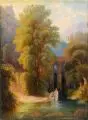 Paul Borgmann, Arkadische Landschaft mit badenden Mädchen, 1874, Öl auf Leinwand