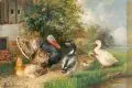 Julius Scheuerer, Truthahn und Enten. 2. H. 19. Jh, Öl auf Holz