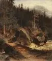 Friedrich Wilhelm von Winterfeldt, Gebirgsbach zwischen Felsen mit Holzbrücke, Um 1875, Öl auf Leinwand