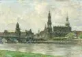Ludwig Muhrmann, Blick auf die Dresdner Altstadt vom Neustädter Ufer aus. Wohl Anfang 20. Jh, Öl auf Leinwand
