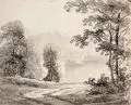 Franz Innocenz Kobell, Oberbayerische Landschaft, 1793, Feder- und Pinselzeichnung in Tusche, laviert, über Bleistift auf Bütten