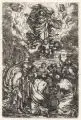 Jonas Umbach, Mariä Himmelfahrt mit den Aposteln am Grabe, Um 1660, Radierung auf leichtem Bütten, an den Blattecken auf Karton klebemontiert