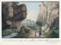 Vue de l'entrée dans la vallée d'Ottowalde (Suisse Saxone) by Meser'sche Kunst- und Musikalienhandlung, Um 1830, Umrissradierung, altkoloriert, auf Bütten, sold Mar 2020