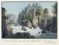 La cascade dans la vallée de Liebethal Suisse Saxonne by Meser'sche Kunst- und Musikalienhandlung, Um 1830, Umrissradierung, altkoloriert, auf Bütten, sold Mar 2020