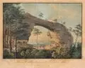 Carl Gregor Taubert, Ansicht des Prebischthores in der Sächsischen Schweiz, Um 1835, Radierung, altkoloriert