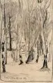 Otto Altenkirch, Birkenwäldchen, 1909, Grafitzeichnung auf dünnem Karton