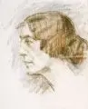 Rüdiger Berlit, Helene Berlit im Profil. Wohl um 1916, Farbkreidezeichnung auf leichtem Bütten mit Wasserzeichen "F"