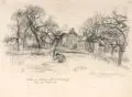 Ernst Müller-Gräfe, Garten in Bertaucourt (Nordfrankreich), 1916, Kohlezeichnung auf glattem, gelblichen Papier