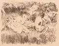 Paul Paede, Sechs Darstellungen weiblicher Akte, 1920, Farblithografien auf bräunlichem Papier