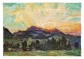 Hans Unger, Sonnenuntergang, Um 1920, Gouache auf leichtem, gelblichen Karton