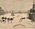 Walter Zeising, Theaterplatz im Schnee, Radierungen auf Kupferdruckpapier mit Plattenton