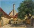 Curt Agthe, Ein heisser Tag in Rothenburg o.d. Tauber (i.d. Burggasse), 1923, Öl auf Malpappe